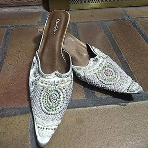 White Beaded Kitten Heels size 11
